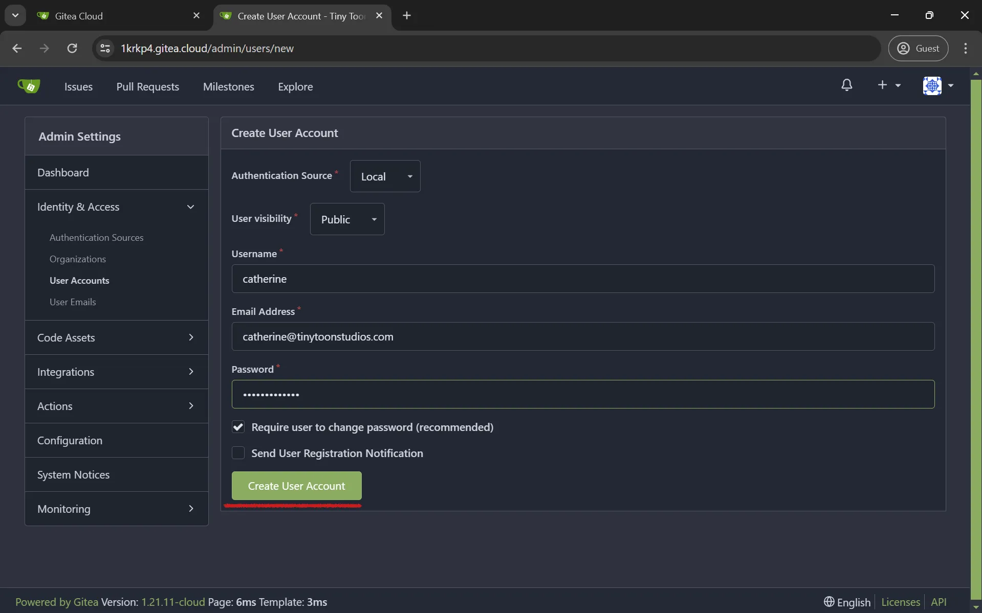 Add a new user, using the email address and a username, that will be required for the login. Now, you have added your user to your site.