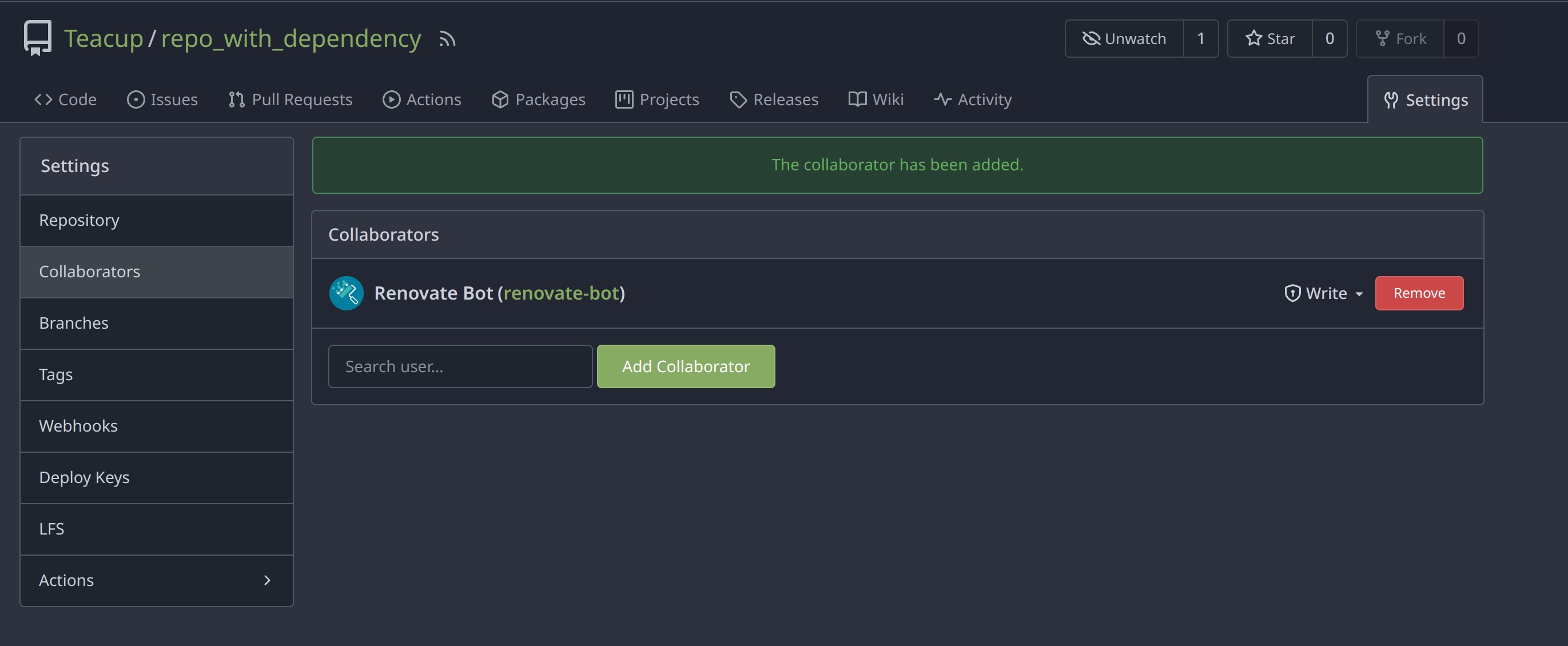 Add Renovate bot as collaborator